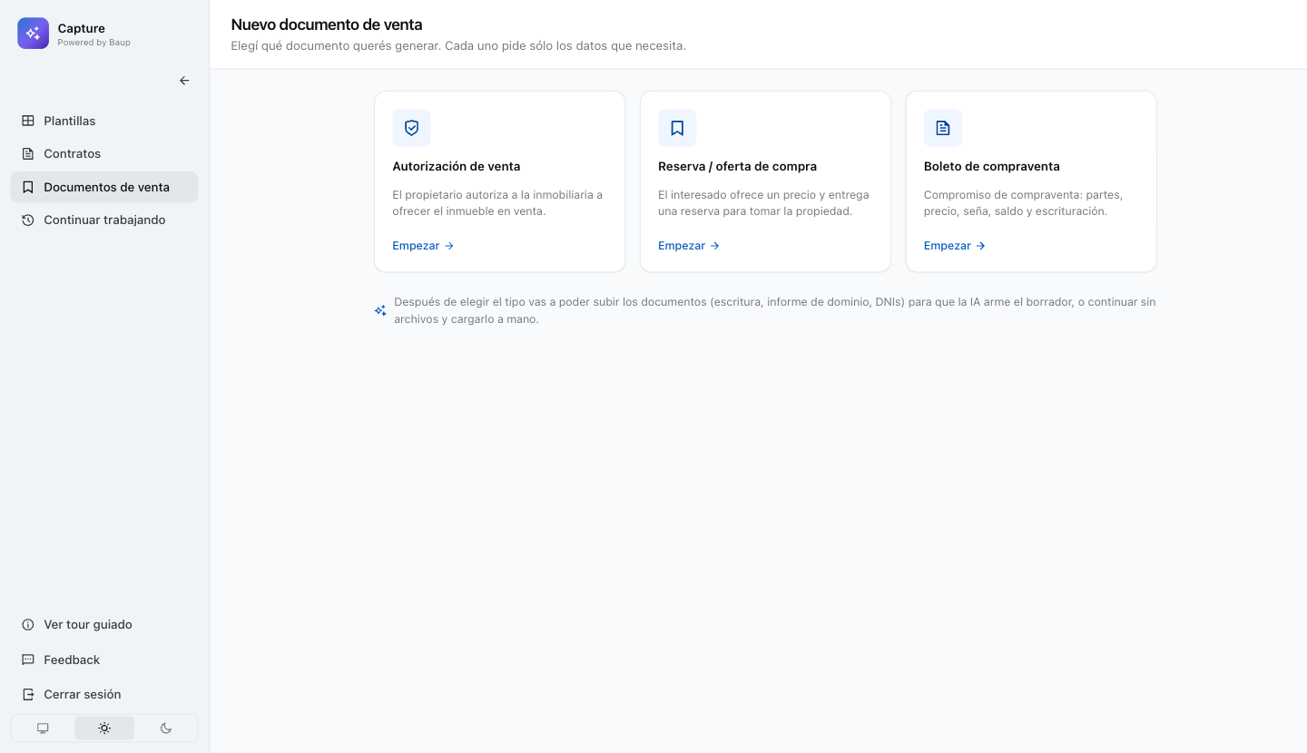 Capture: documentos de venta disponibles, autorización, reserva y boleto