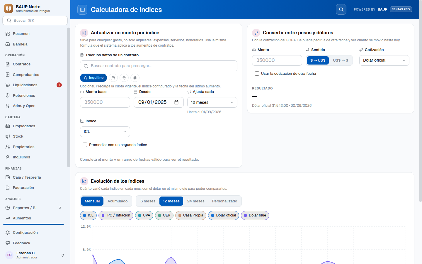 Calculadora de índices