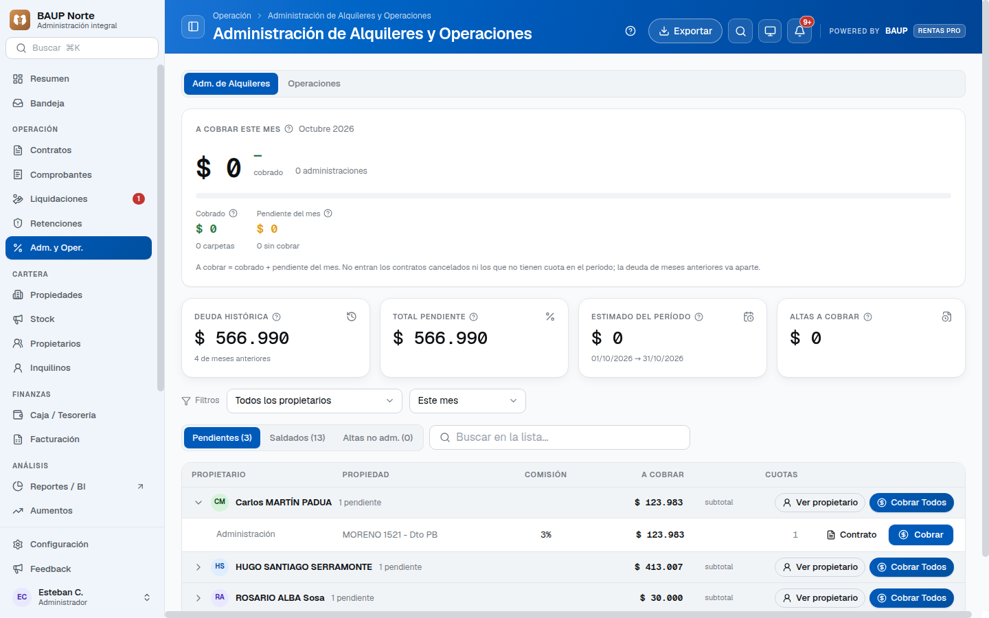Administración de Alquileres y Operaciones
